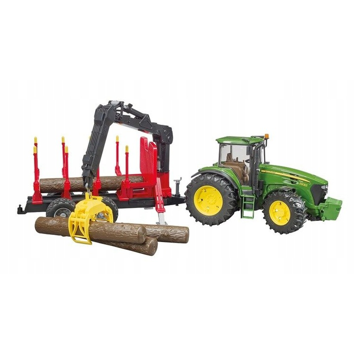 TRAKTOR JOHN DEERE 7930 Z PRZYCZEPĄ I DŹWIGIEM DO BALI DREWNIANYCH .jpg